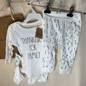 NWT Rae Dunn Baby “Thankful for Family” 3 pc set Size 6-9M